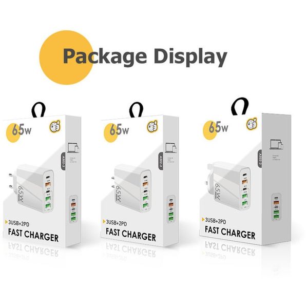 65W SZYBKA ŁADOWARKA SIECIOWA - 2x USB-C PowerDelivery 3x USB-A QC 3.0 zdjęcie 6