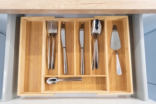 WKŁAD DO SZUFLADY NA SZTUĆCE BAMBUSOWY DREWNIANY ORGANIZER ROZSUWANY na Arena.pl