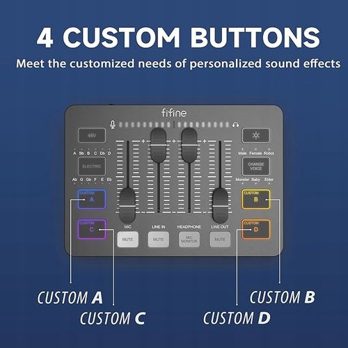 FIFINE Mikser audio do gier, streaming RGB PC na Arena.pl