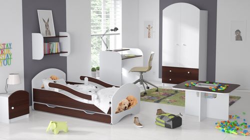 Łóżko dziecięce LEO 140x70 biało-wenge na Arena.pl