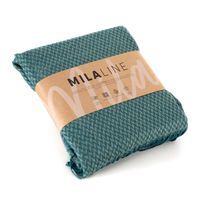 Koc 130X170 cm miętowo‑turkusowy gładki z frędzlami elegancki