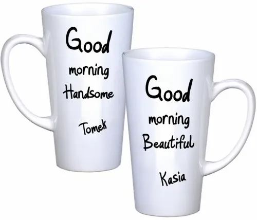 KOMPLET KUBKÓW LATTE DLA PAR PREZENT DUŻE 450ml PREZENT Z NADRUKIEM na Arena.pl