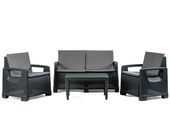 Zestaw Ogrodowy Paradiso Sofa stolik 2 fotele Antracyt