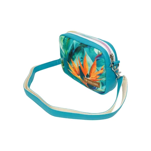 Mini Torebka Box z Motywem Egzotycznych Liści i Pomarańczowego Kwiatu na Arena.pl