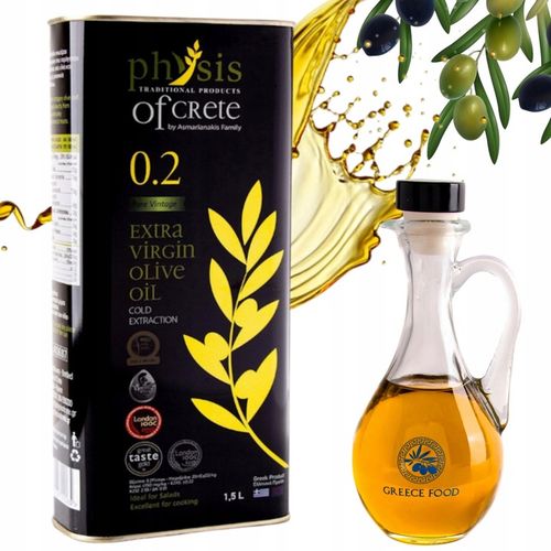 Oliwa z Oliwek Extra Virgin 1,5L Physis of Crete 0,2% +BUTELKA 250ML Gratis na Arena.pl