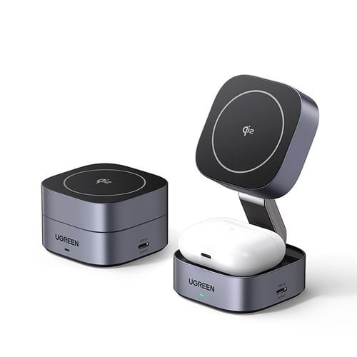 3w1 Ładowarka indukcyjna MagSafe Qi2 USB-C do telefonu słuchawek - czarna na Arena.pl