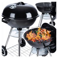 Grill BBQ KETTLE Ogrodowy węglowy na brykiet Zamykany POKRYWA półka