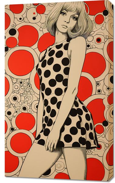 Obraz 60x100cm Czerwone Kropki zdjęcie 1