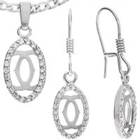 SREBRNY KOMPLET PRZESTRZENNY Z CYRKONIAMI SREBRO PRÓBY 925