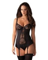 Gorset Czarny Z Figami Heartina S/M Obsessive L/XL