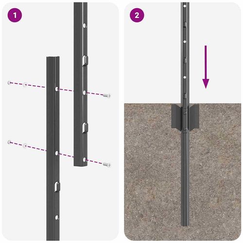 Słupki ogrodzeniowe 44 pcs Szary 200 cm Stal na Arena.pl