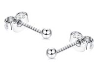 Delikatne srebrne kolczyki wkrętki gładkie kulki kuleczki 3mm balls srebro 925 SLBALL_3MM