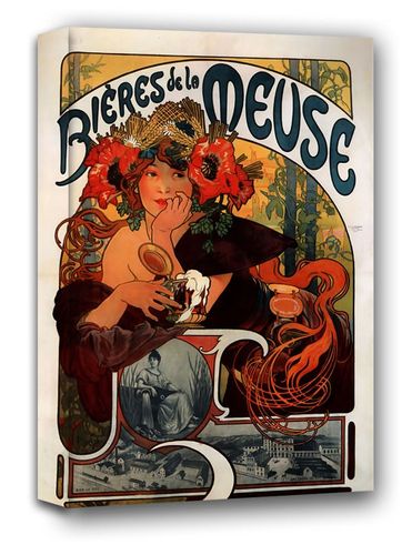 Bières de la Meuse, Alphonse Maria Mucha - obraz na płótnie 70x100 cm na Arena.pl