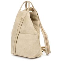 VERA PELLE plecak damski zamszowy trójkątny z suwakiem V010 beżowy