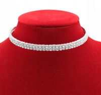 NASZYJNIK KOLIA USZTYWNIANA CHOKER PREMIUM 2 RZĘDY SZKLANE CYRKONIE