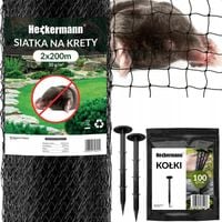 SIATKA NA KRETY 2x200m 30g/m2 POD TRAWNIK PRZECIW KRETOM NORNICE 100x KOŁKI