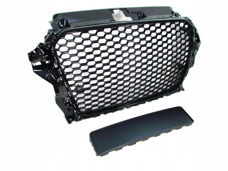 GRILL ATRAPADO  Audi A3 8V OD 2012 DO 2016 Roku RS3 LOOK CZARNY POŁYSK  PDC zdjęcie 1
