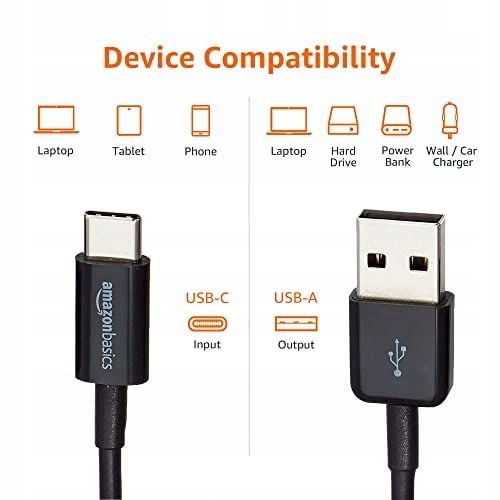AmazonBasics L6LUC011-CS-R kabel USB 1,8 m USB C USB A Męska Czarny na Arena.pl
