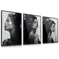 Zestaw 3X Plakat W Ramie Czarno-Białe Kobiece Portrety 30cm x 40cm
