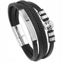 SKÓRZANA BRANSOLETKA MĘSKA RZEMYKI DRZEWO ŻYCIA