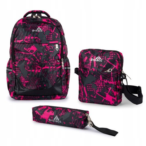 Bivacc Pojemny plecak szkolny młodzieżowy czarny zestaw 3 szt Bivacc na Arena.pl