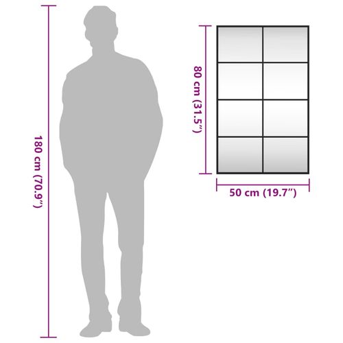 Lustro ścienne, czarne, 50x80 cm, prostokątne, żelazo na Arena.pl