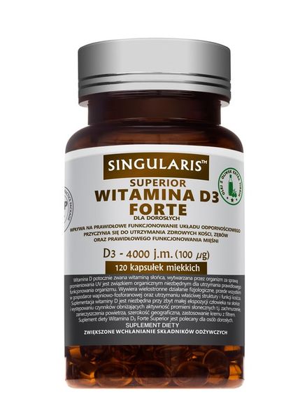 Witamina D3 Forte 4000 IU 120 kapsułek Singularis zdjęcie 1