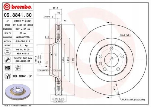 TARCZA HAM PRZOD 347X30 V BREMBO na Arena.pl