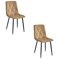 Krzesła welurowe LIBRA brązowe zestaw 2 szt nogi czarne do jadalni