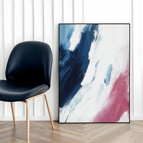 Plakat abstrakcja bordowo niebieska 21x30 cm w czarnej ramie na Arena.pl