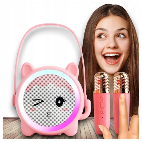 Bezprzewodowy Zestaw Karaoke Głośnik Bluetooth + 2 Mikrofony dla Dzieci RGB na Arena.pl