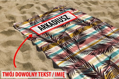 RĘCZNIK Liście palmy z twoim dowolnym tekstem 100x50cm 042C na Arena.pl