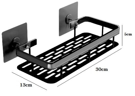 PÓŁKA ŁAZIENKOWA WISZĄCA POD PRYSZNIC 2 SZT LOFT CZARNA zdjęcie 2