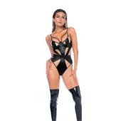 leg avenue body wet look czarny s z wycięciami i fiszbinami
