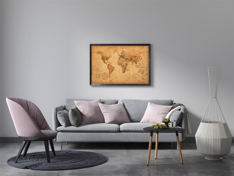 Mapa Świata w starym stylu - plakat 91,5x61 cm zdjęcie 4