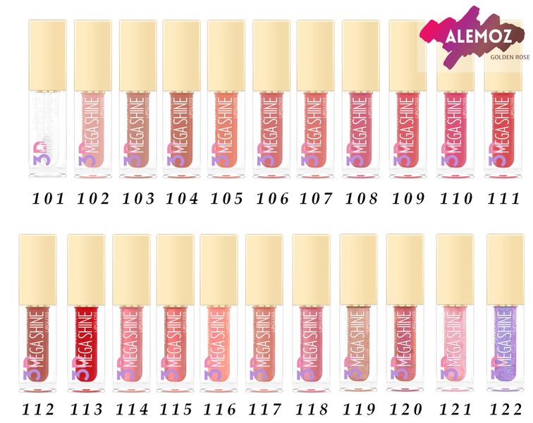 Golden Rose 3D MEGA SHINE Błyszczyk do ust 101 Kolor - 101 zdjęcie 3