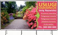 BANER REKLAMOWY 300x150cm oczkowany projekt w cenie USŁUGI OGRODNICZE