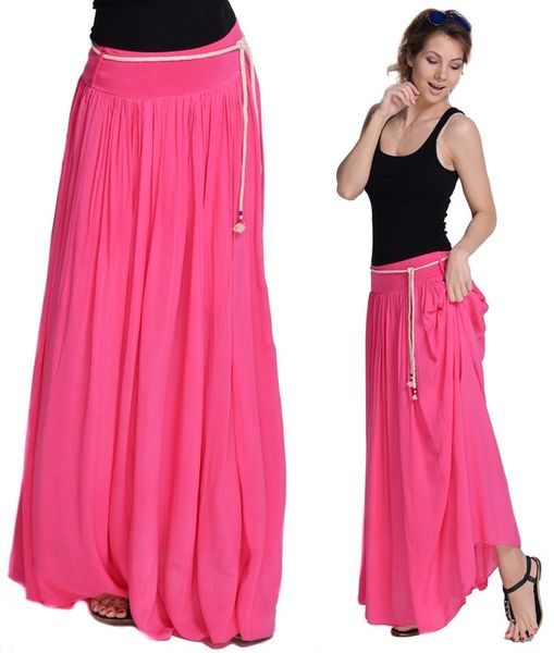 NEW LEKKA Długa zwiewna SPÓDNICA MAXI ściągacz SML zdjęcie 1