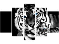 70 100CM OBRAZ 5 ELEM TYGRYSY DRUK PŁÓTNO