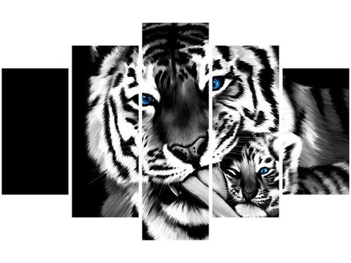 70 100CM OBRAZ 5 ELEM TYGRYSY DRUK PŁÓTNO na Arena.pl
