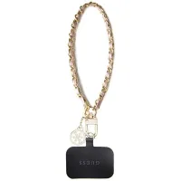 guess guouchsamc4p universal hand strapróżowy/pink saffiano chain 4g charm