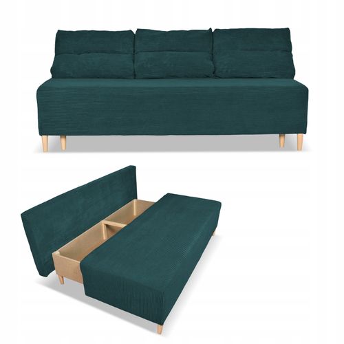 Kanapa sofa KIMO funkcja spania pojemnik Family Meble Anafi zielona sztruks na Arena.pl