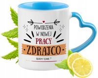 Pożegnanie Z Pracy Kubek Błękitny Z Uszkiem W Kształcie Serca Na Prezent