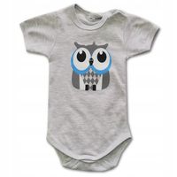 Body krótki rękaw 92 cm Sowa szara