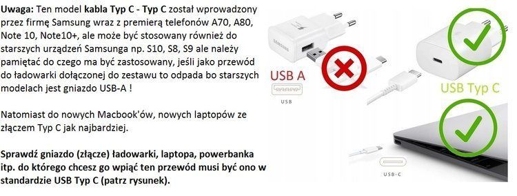 Oryginalny kabel USB Samsung USB Typ C Typ C biały zdjęcie 4