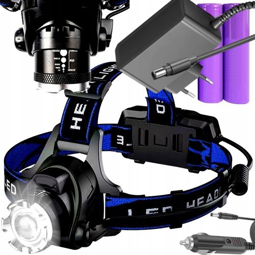 LATARKA CZOŁOWA CZOŁÓWKA LED REFLEKTOR + BATERIE 3 TRYBY ŚWIECENIA 2 x AKUM na Arena.pl