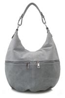 VERA PELLE torebka damska zamszowa worek z suwakami V318 j.szara