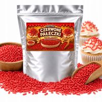 POSYPKA CUKROWA CZERWONE PAŁECZKI DO TORTÓW BABECZEK MUFFINEK DESERÓW 25G