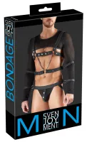 svenjoyment bondage top z długim rękawem, uprząż i mankiety m czarny