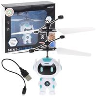 Latający Robot Sterowany Dłonią Ręką Dron Robocik Śmigła Światło - biały